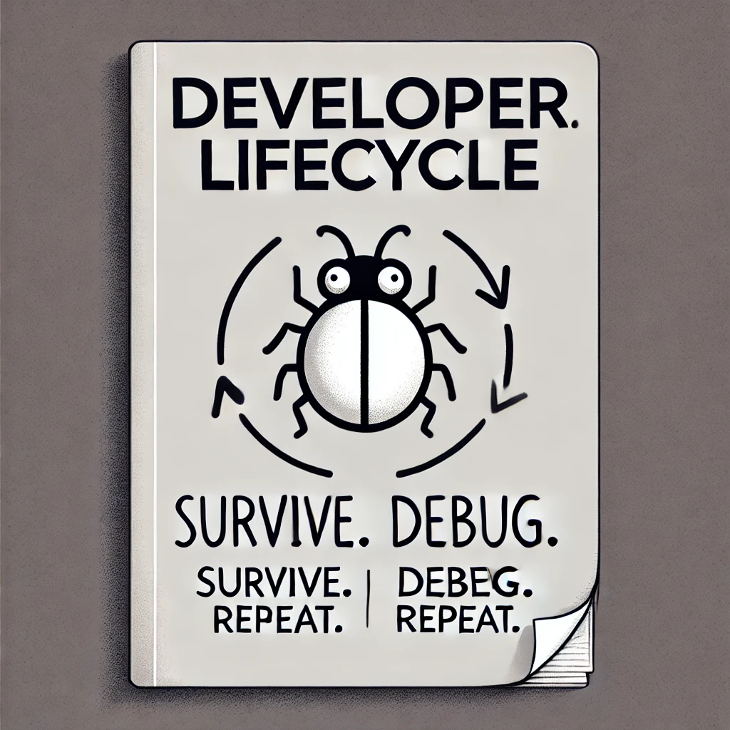 Developer Lifecycle book cover — a lone cartoon bug on gray